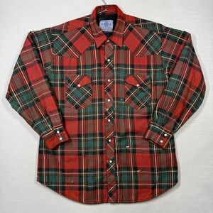 Vintage Pearl Snap Insulated Flannel Shacket Men XXL Red Green Workwear Read